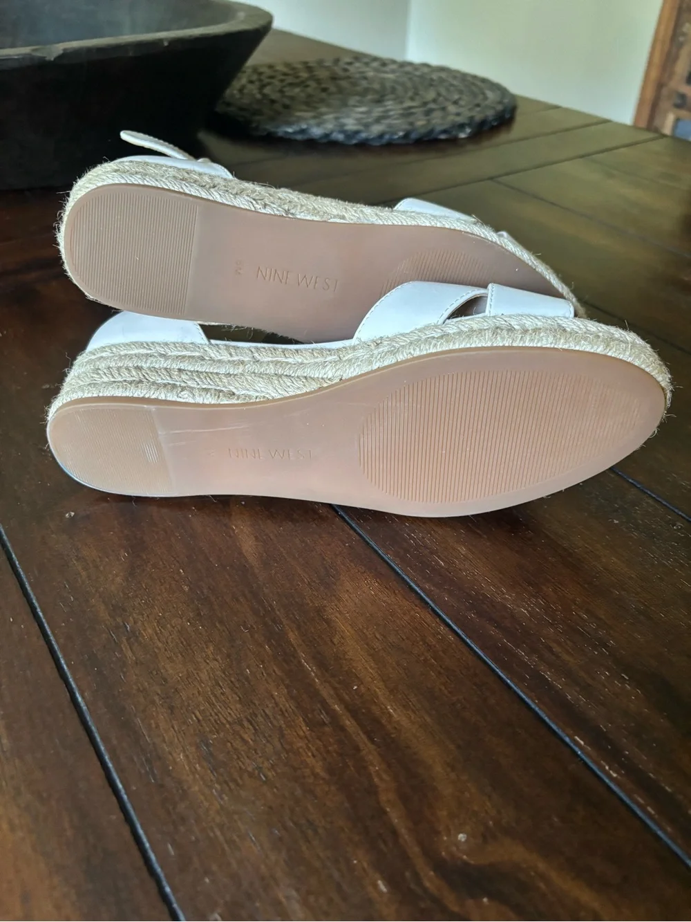 Nine West Neutral Cream Espadrille Wedge Sandals with Ankle Strap. Brand new in